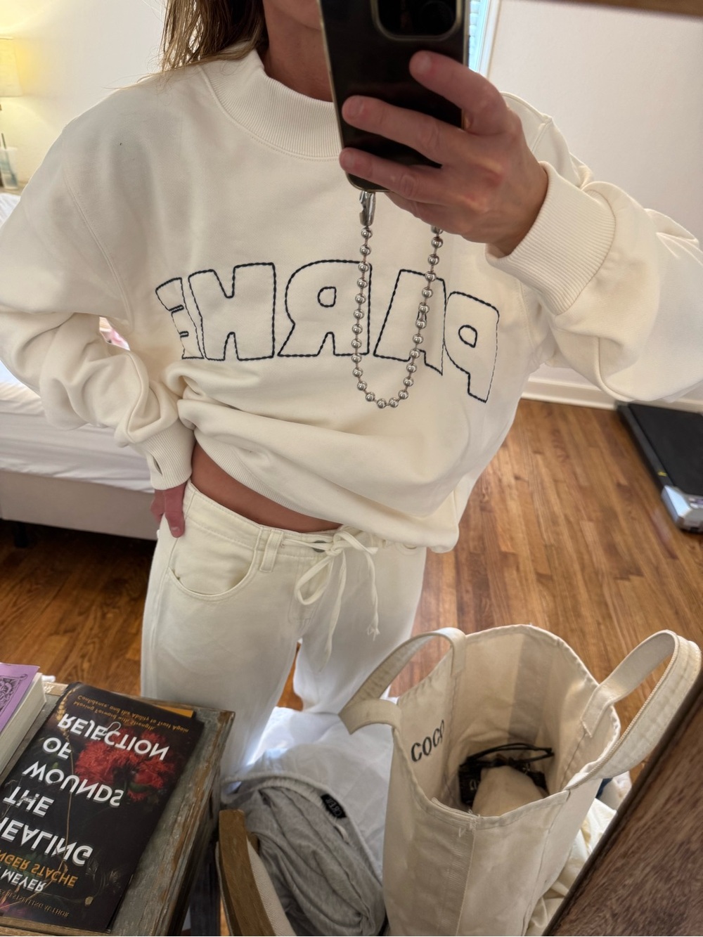 PARKE x Target Cream Embroidered Sweatshirt S/M
